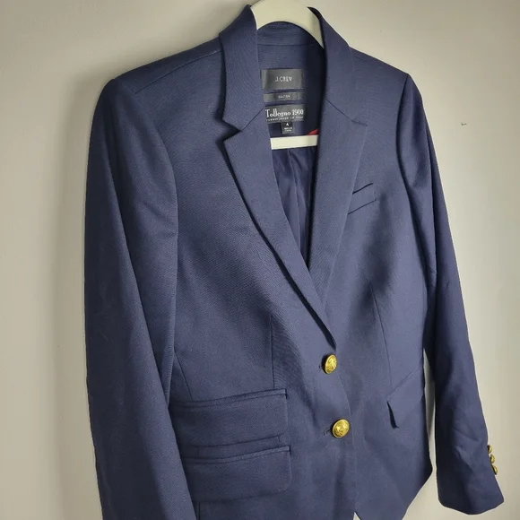 J.CREW Dalton Navy Blue Preppy Academia Blazer Size 4 Wool Blend Italy - Picture 3 of 10